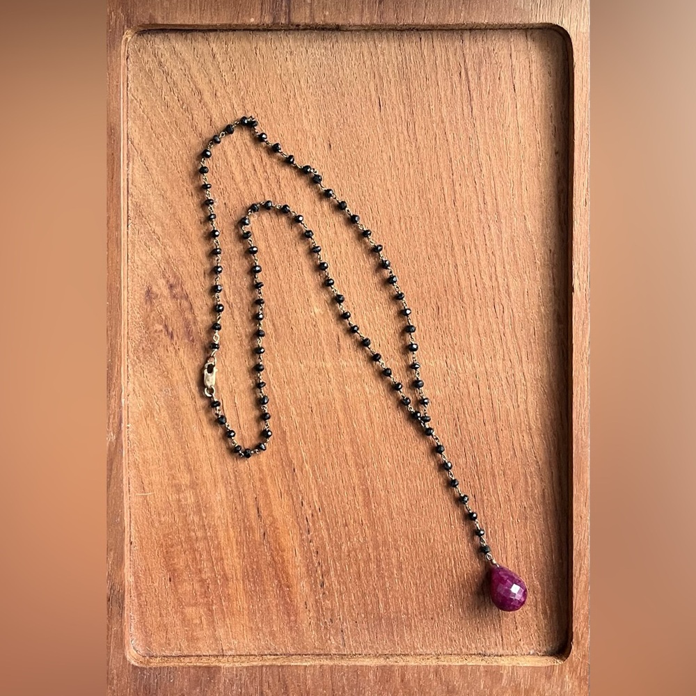 Black and Burgundy/Purple Gemstone Necklace.